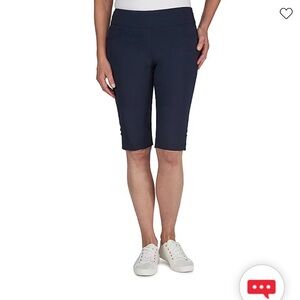 Navy hearts of palm mid rise petite skimmer pants/capri long shorts